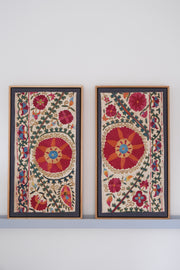 Pair of framed antique suzanis
