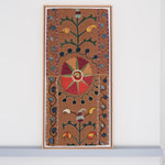Framed antique suzani, camel & ivory