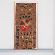 Framed antique suzani, camel & ivory