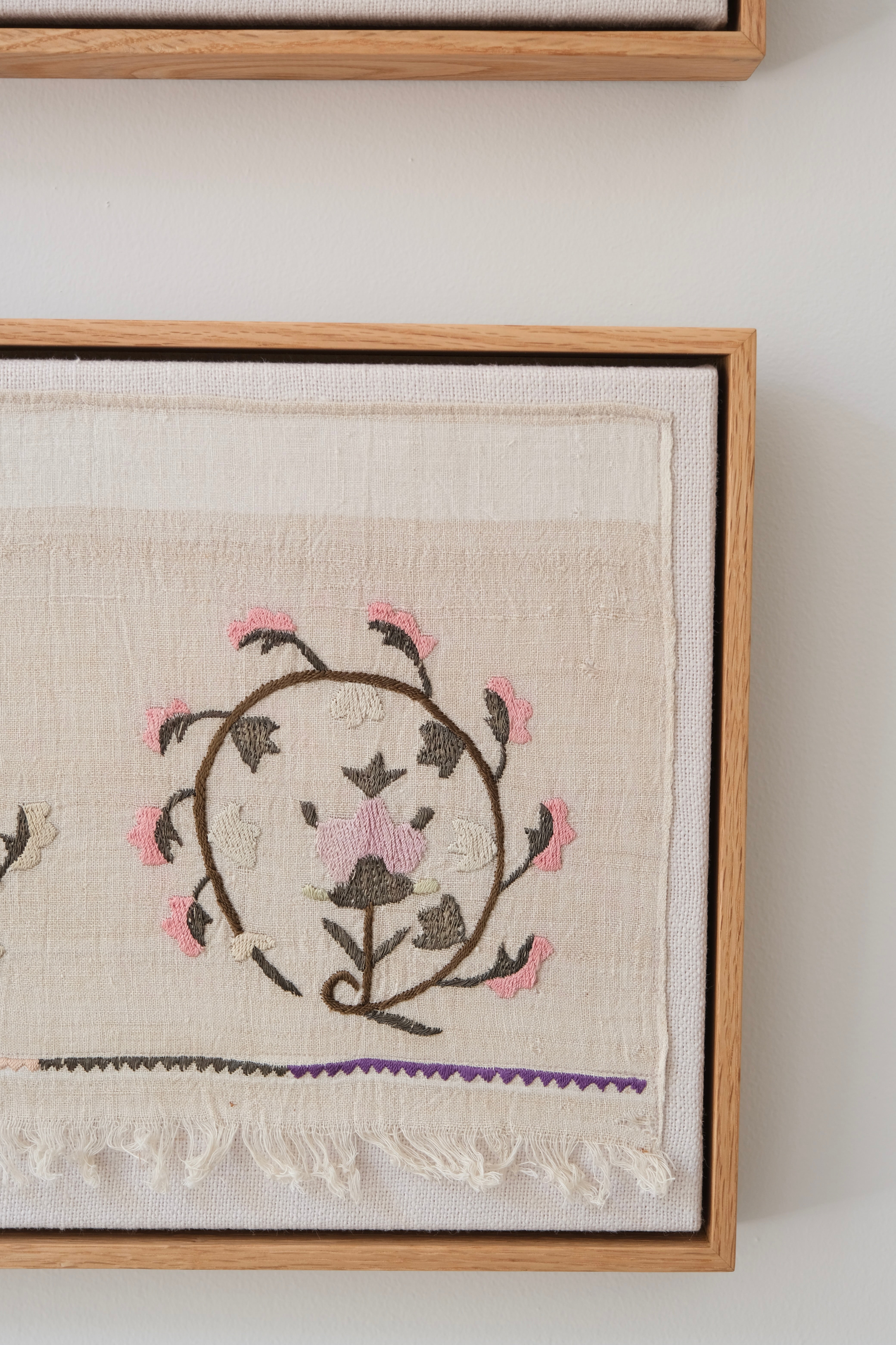 Pair of framed Ottoman embroideries