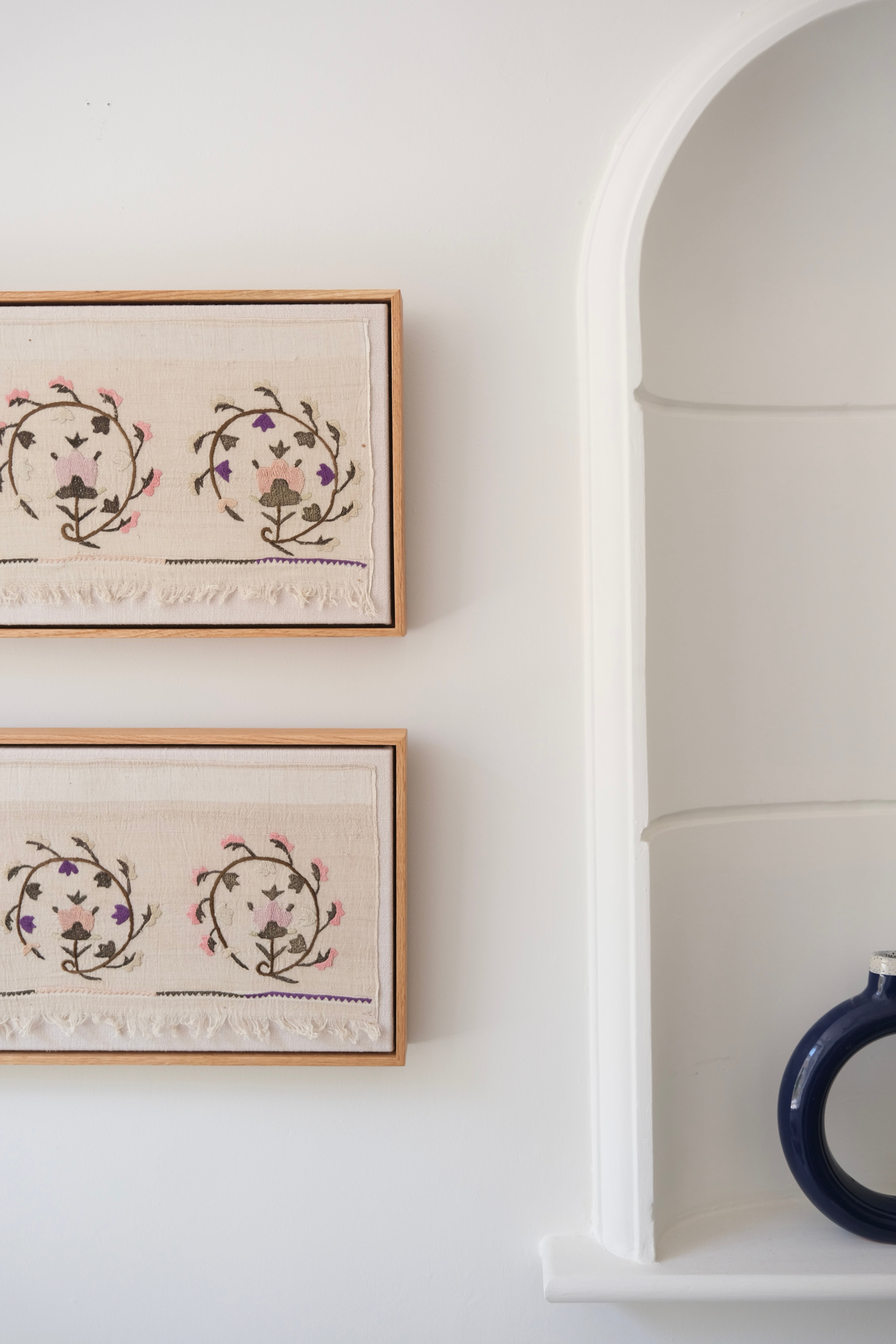 Pair of framed Ottoman embroideries