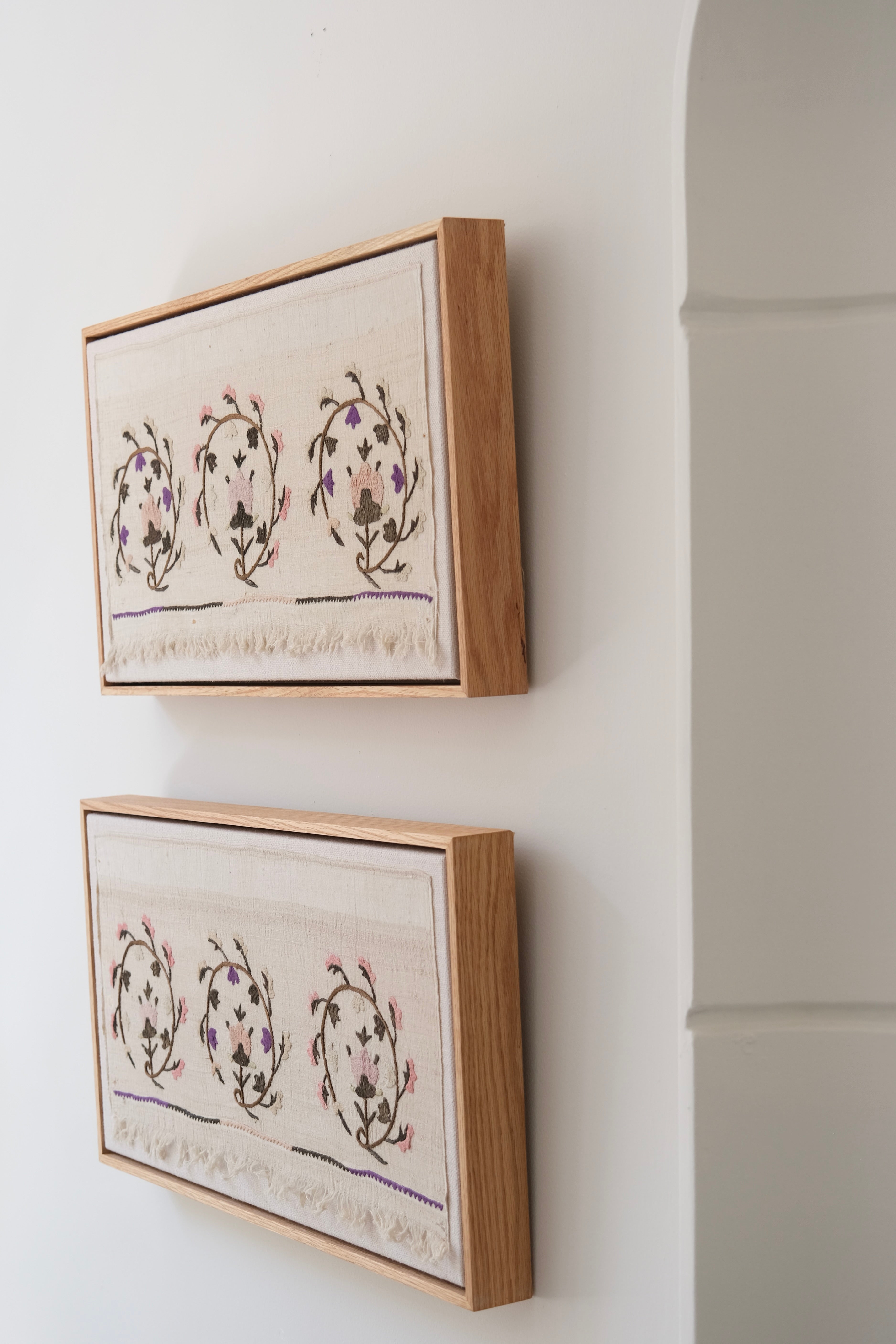 Pair of framed Ottoman embroideries