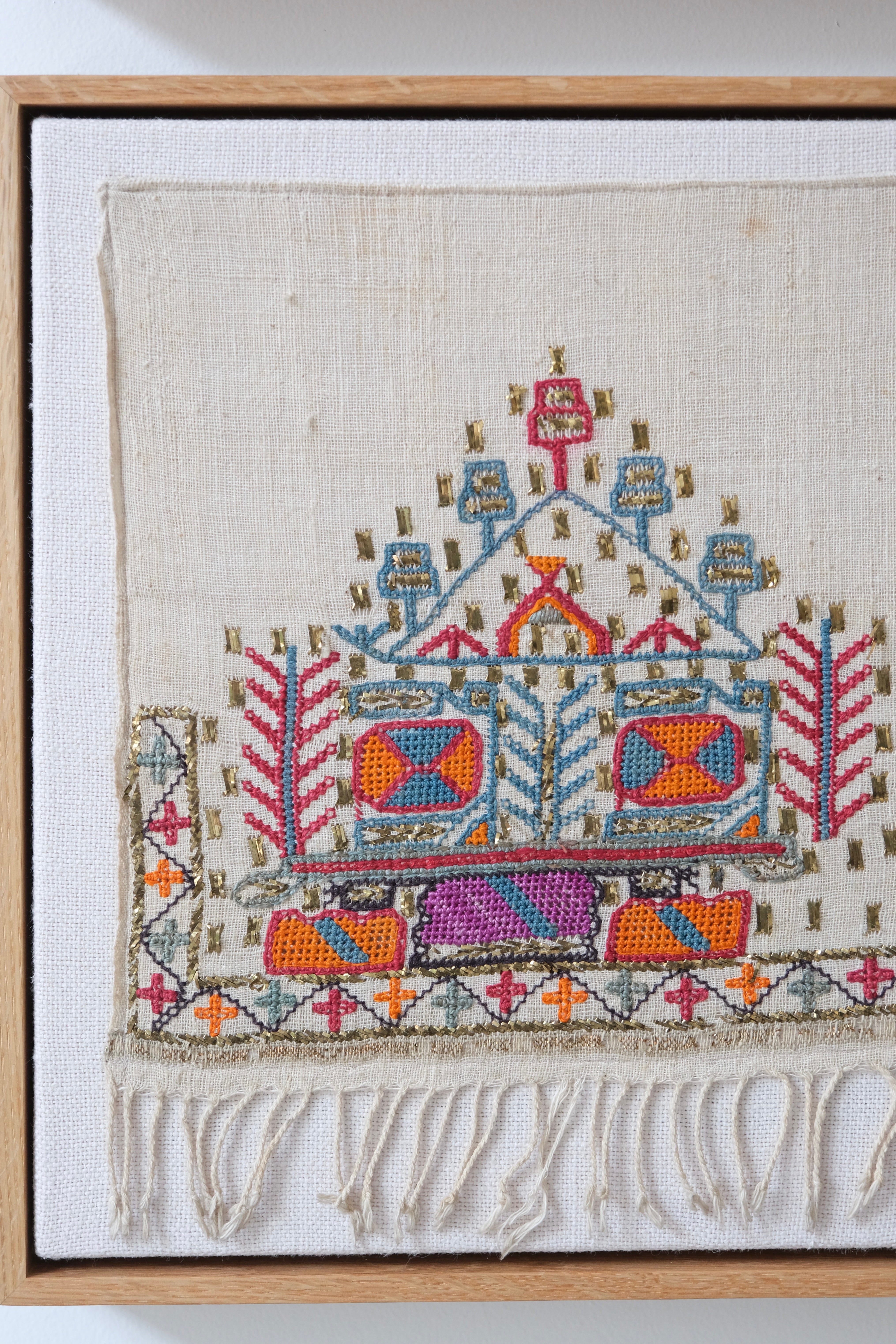 Pair of framed Ottoman embroideries