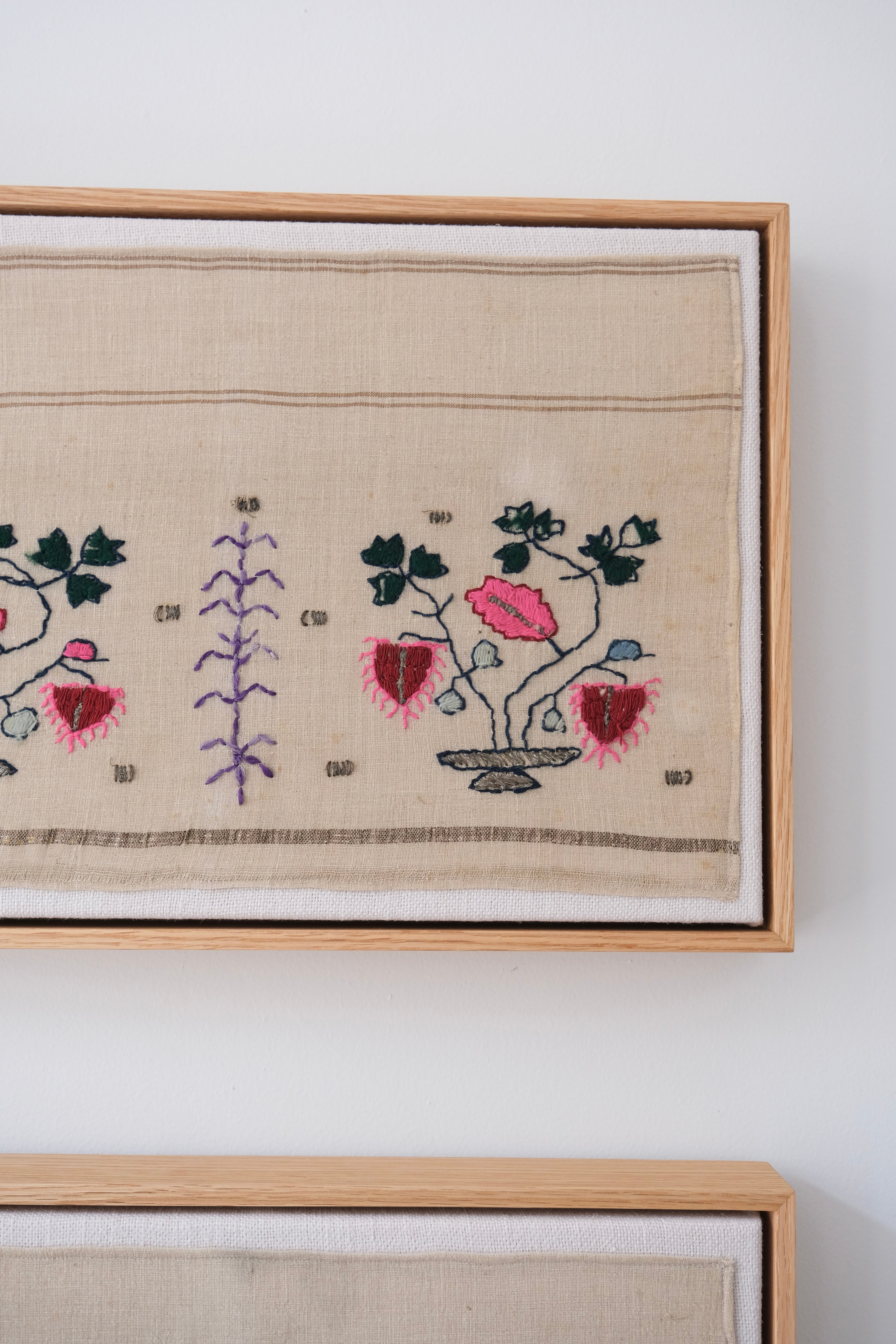 Pair of framed Ottoman embroideries