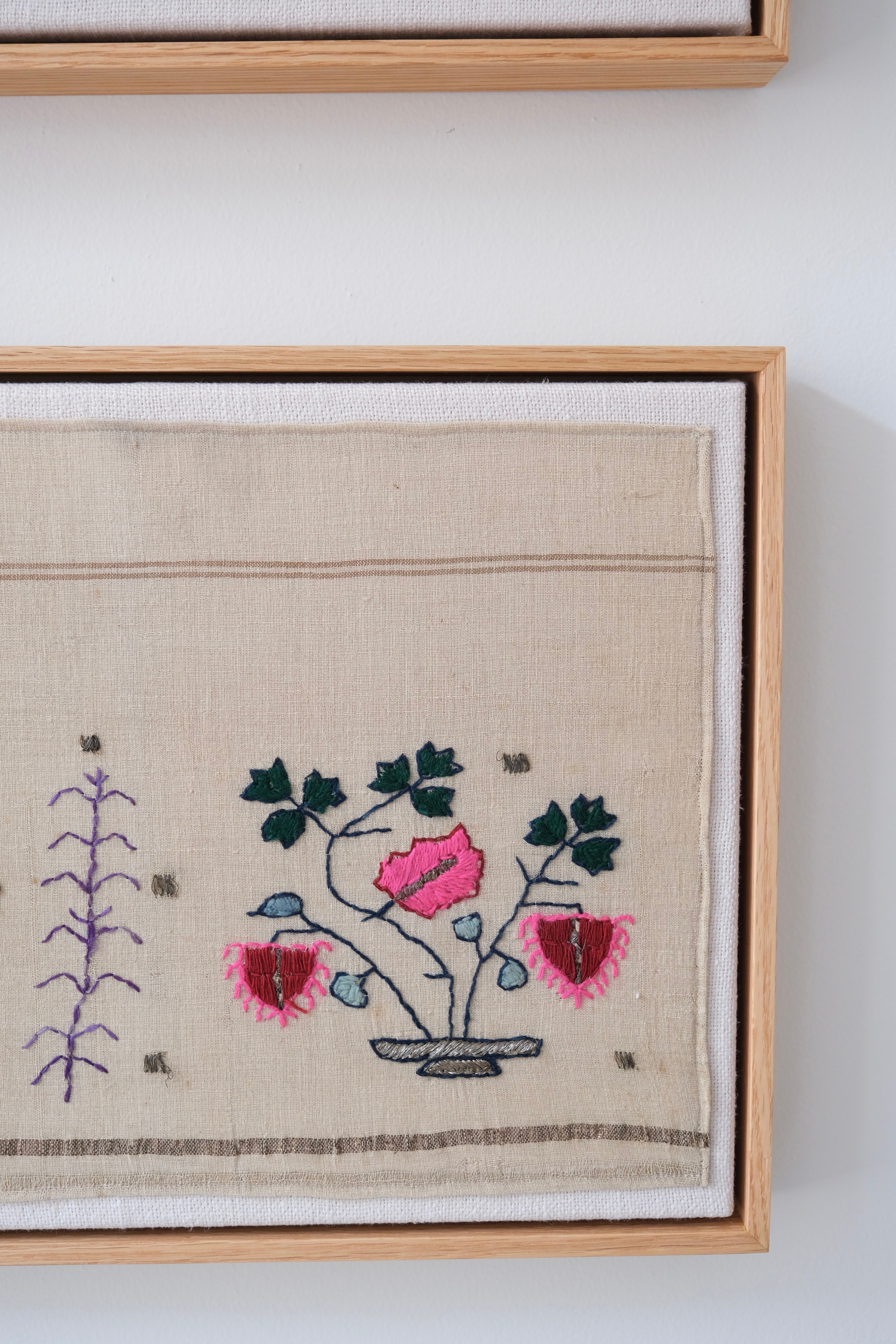 Pair of framed Ottoman embroideries