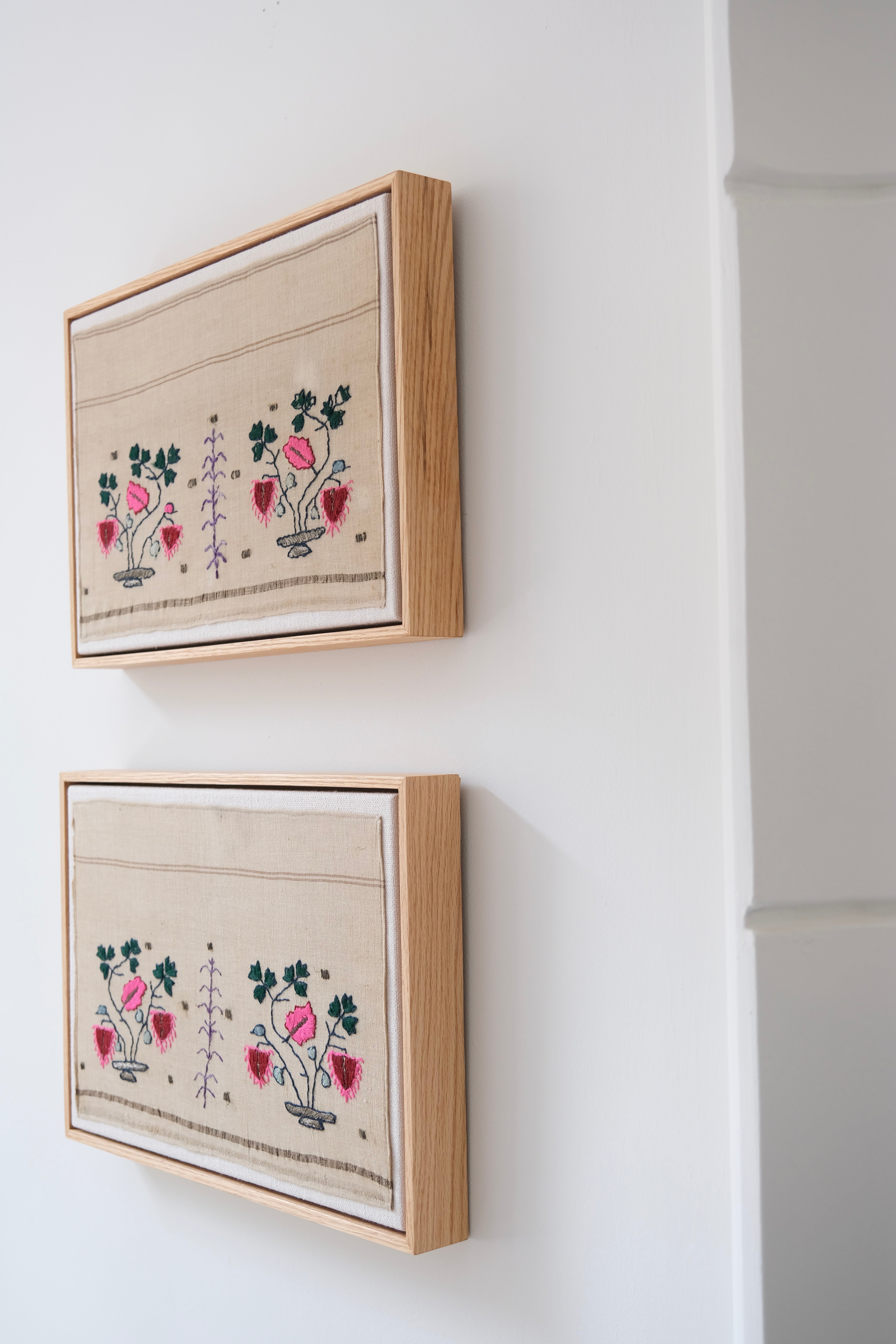 Pair of framed Ottoman embroideries