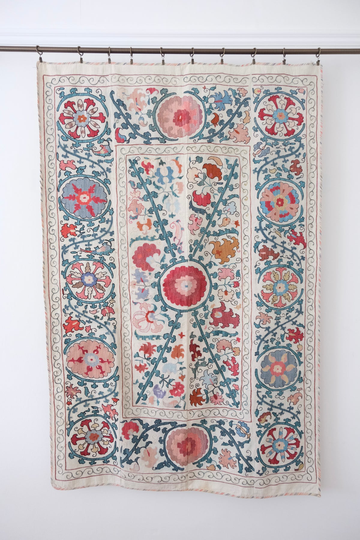 Antique suzani wall hanging, multicolour