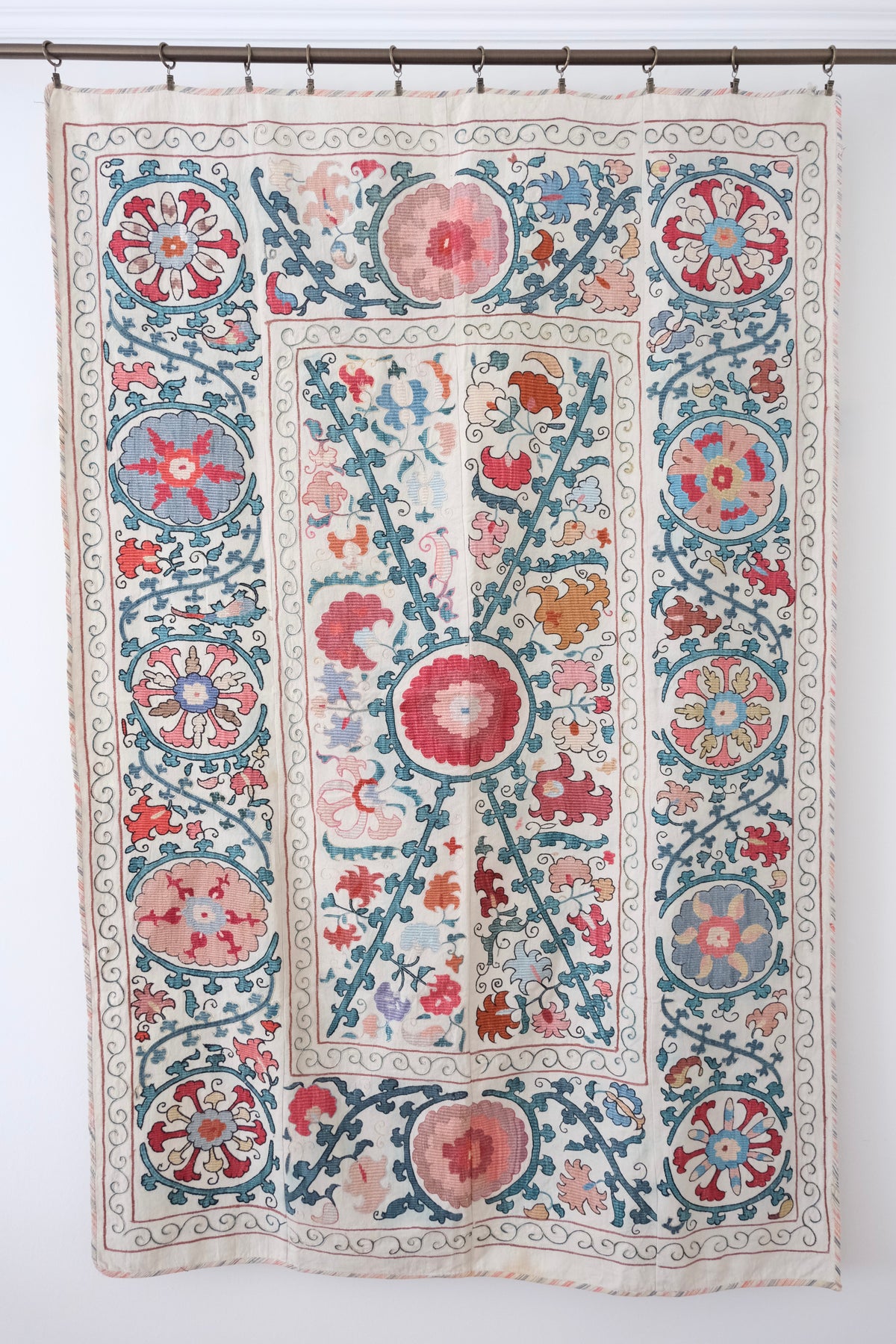 Antique suzani wall hanging, multicolour