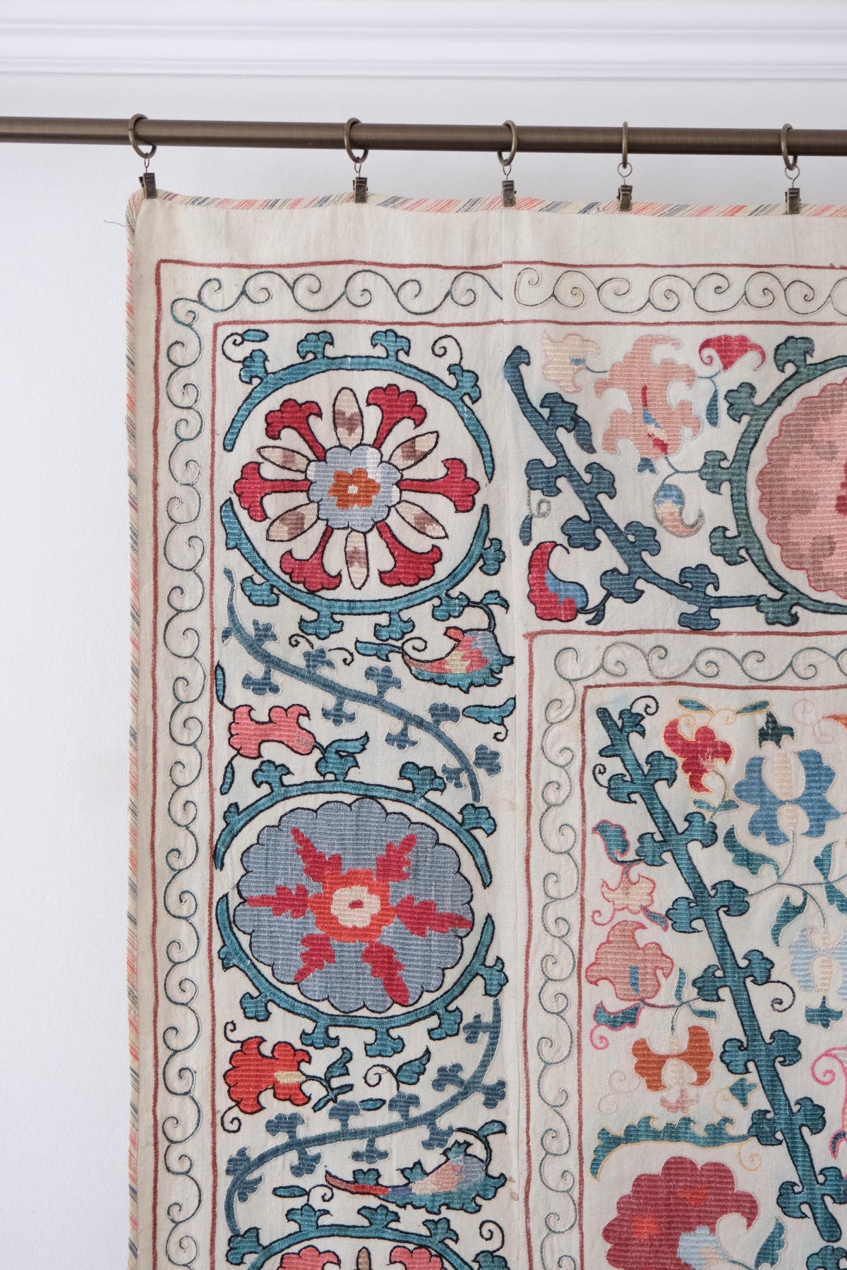 Antique suzani wall hanging, multicolour