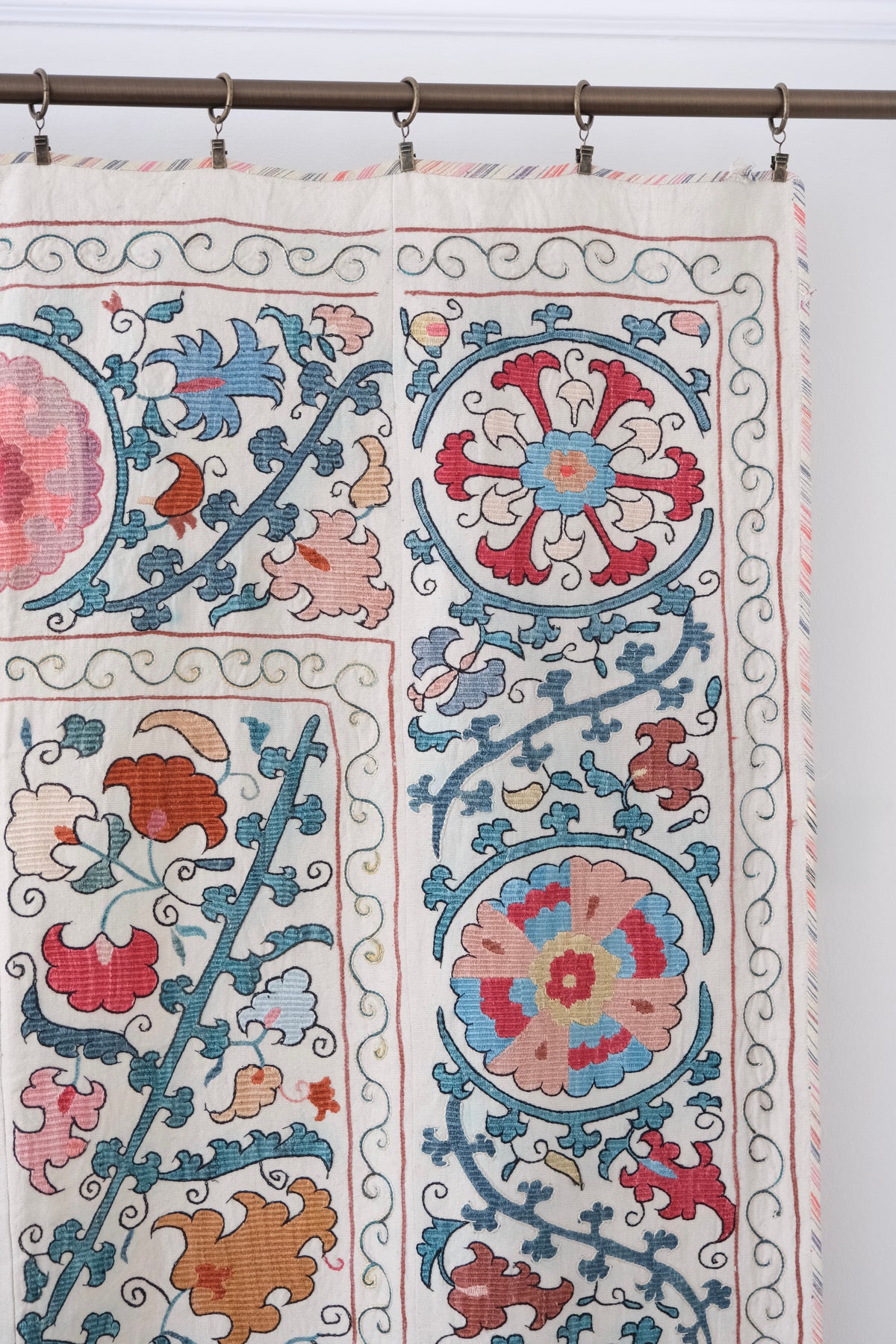 Antique suzani wall hanging, multicolour