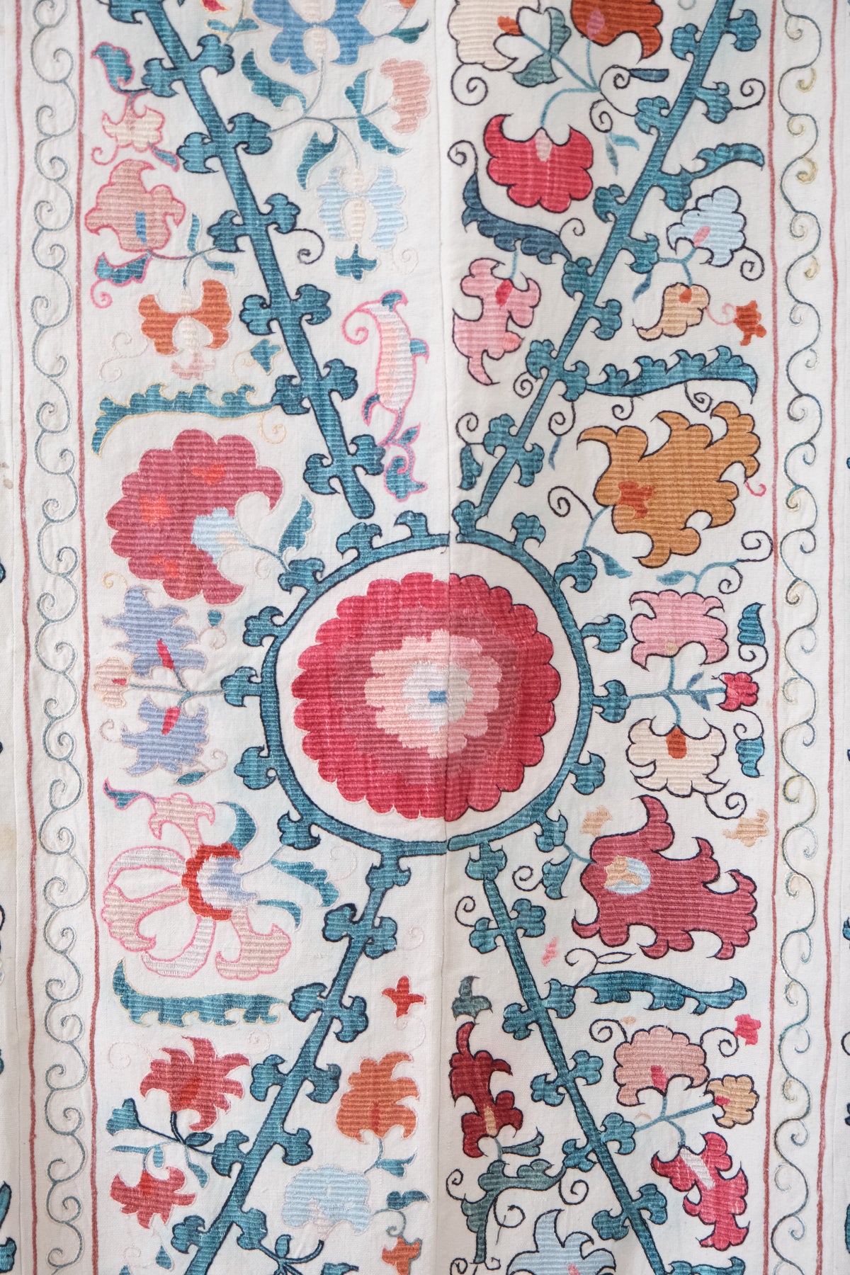 Antique suzani wall hanging, multicolour