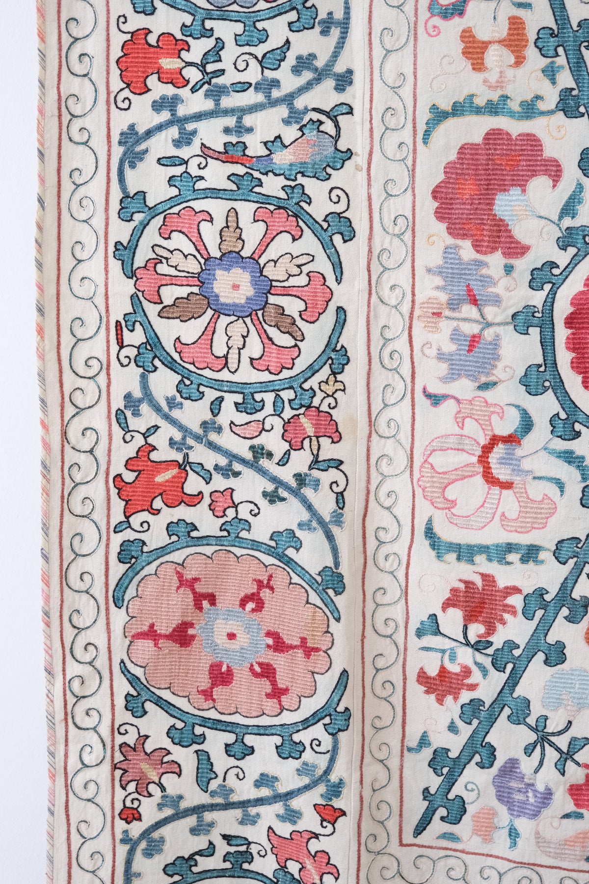Antique suzani wall hanging, multicolour
