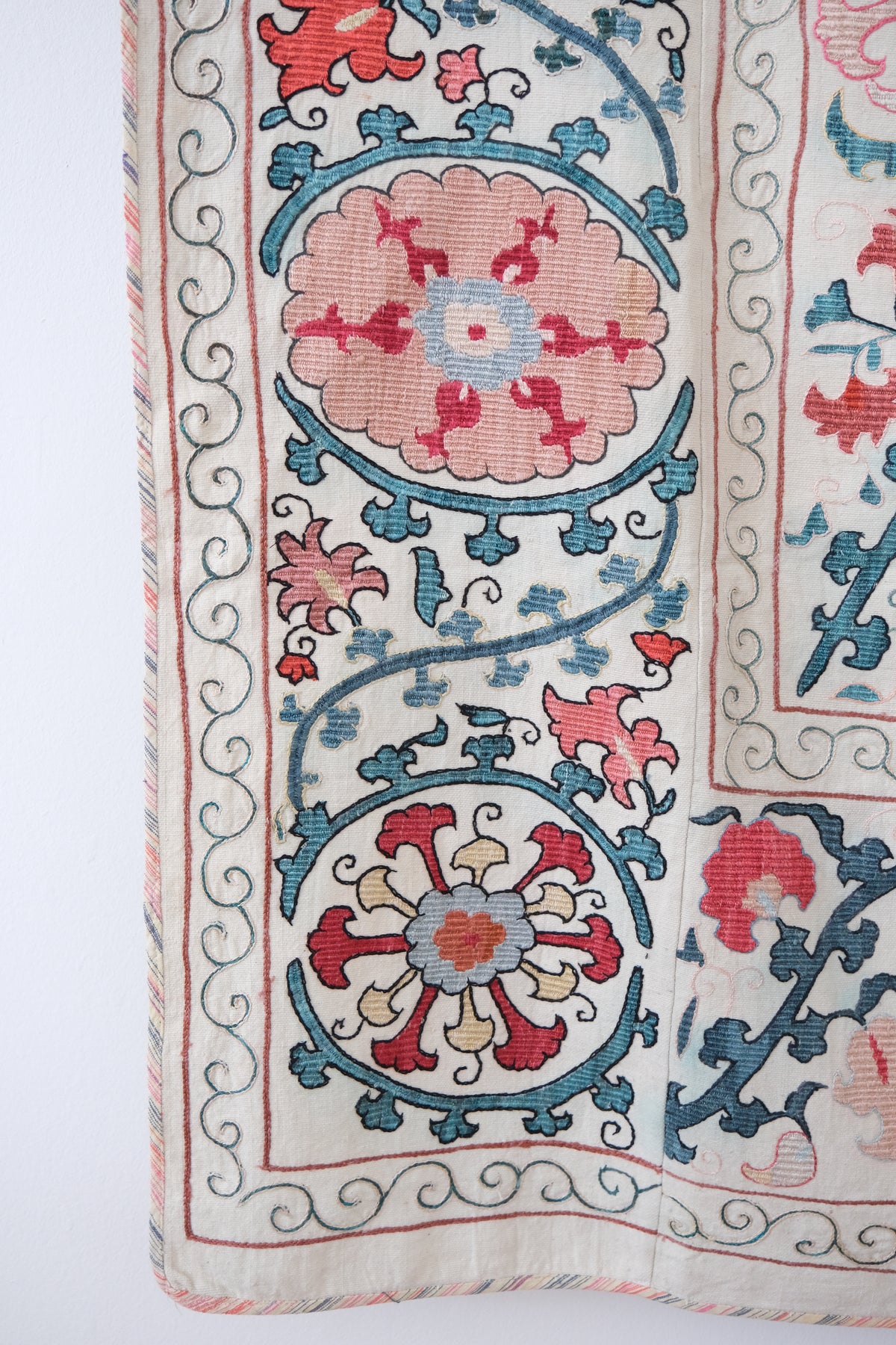 Antique suzani wall hanging, multicolour