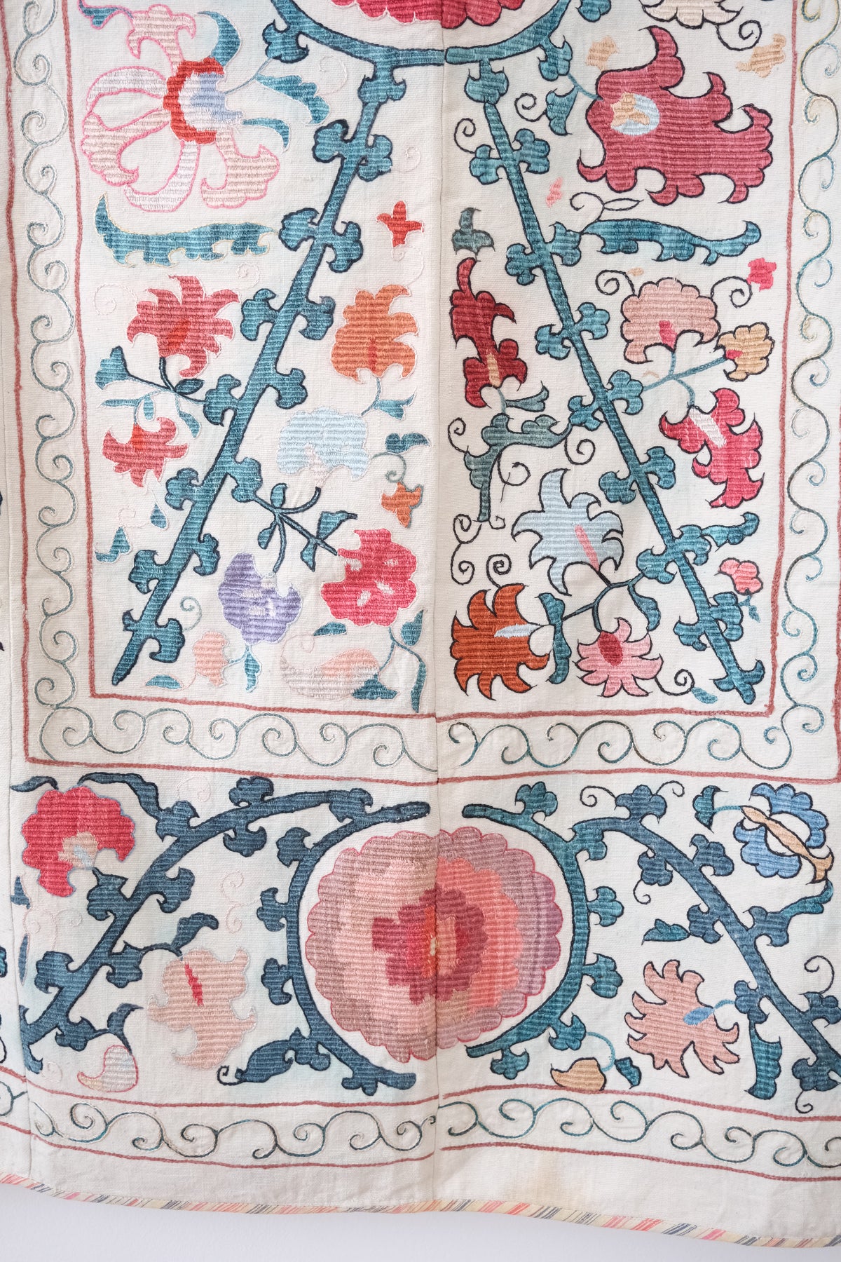 Antique suzani wall hanging, multicolour