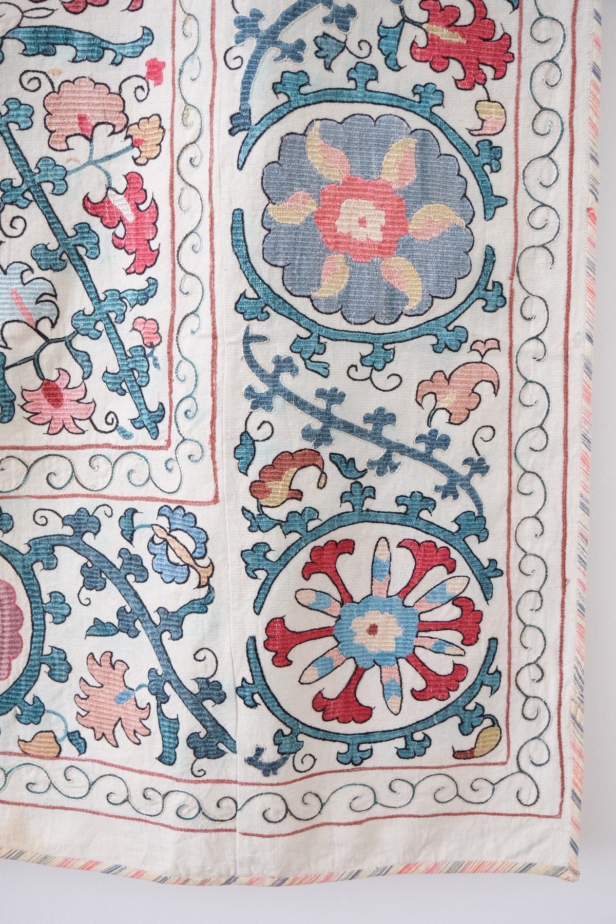 Antique suzani wall hanging, multicolour