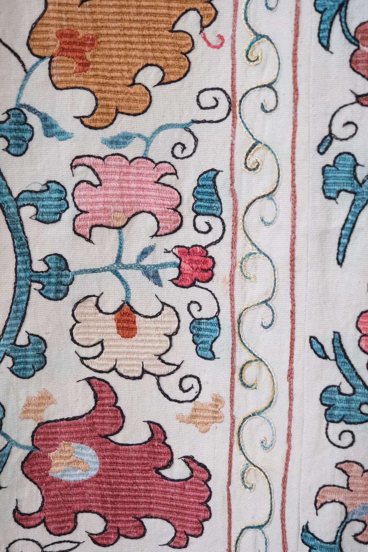 Antique suzani wall hanging, multicolour