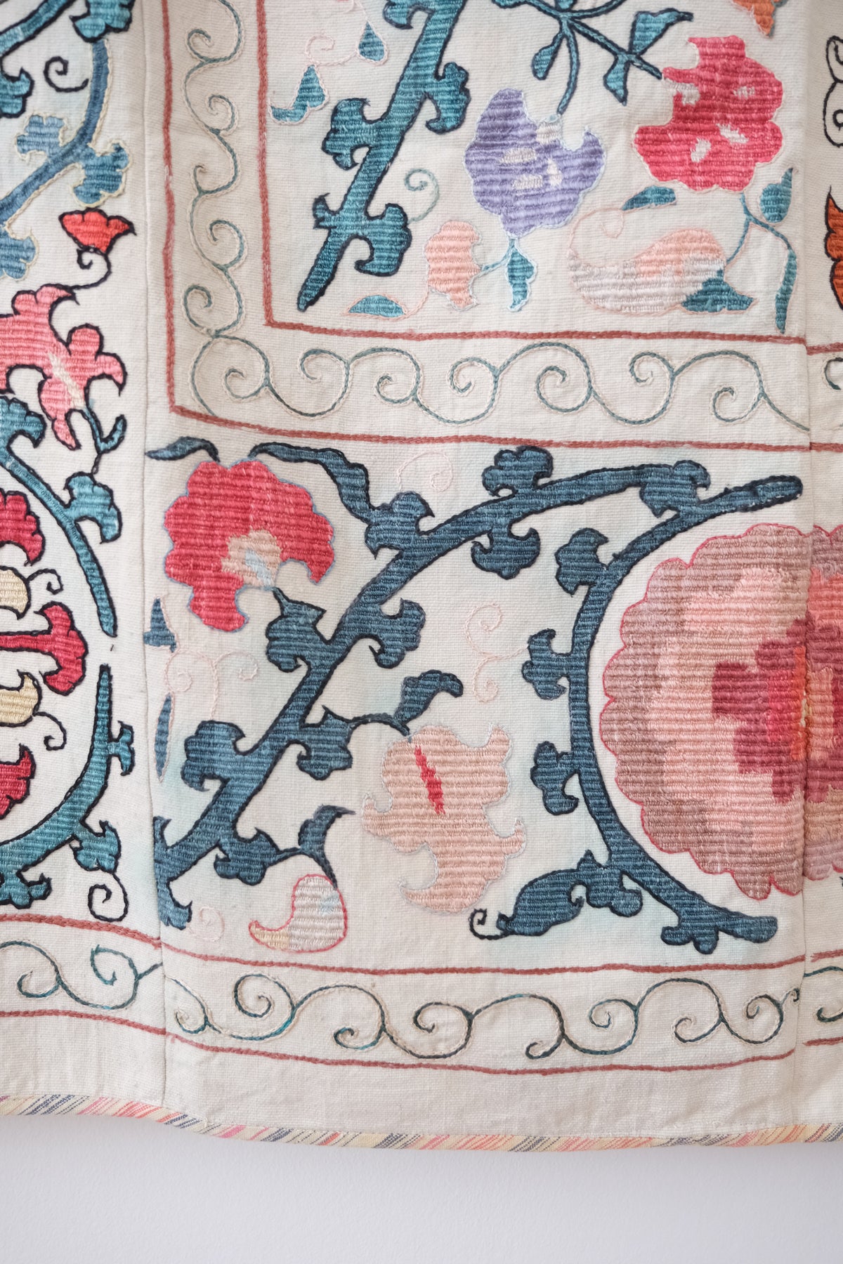 Antique suzani wall hanging, multicolour