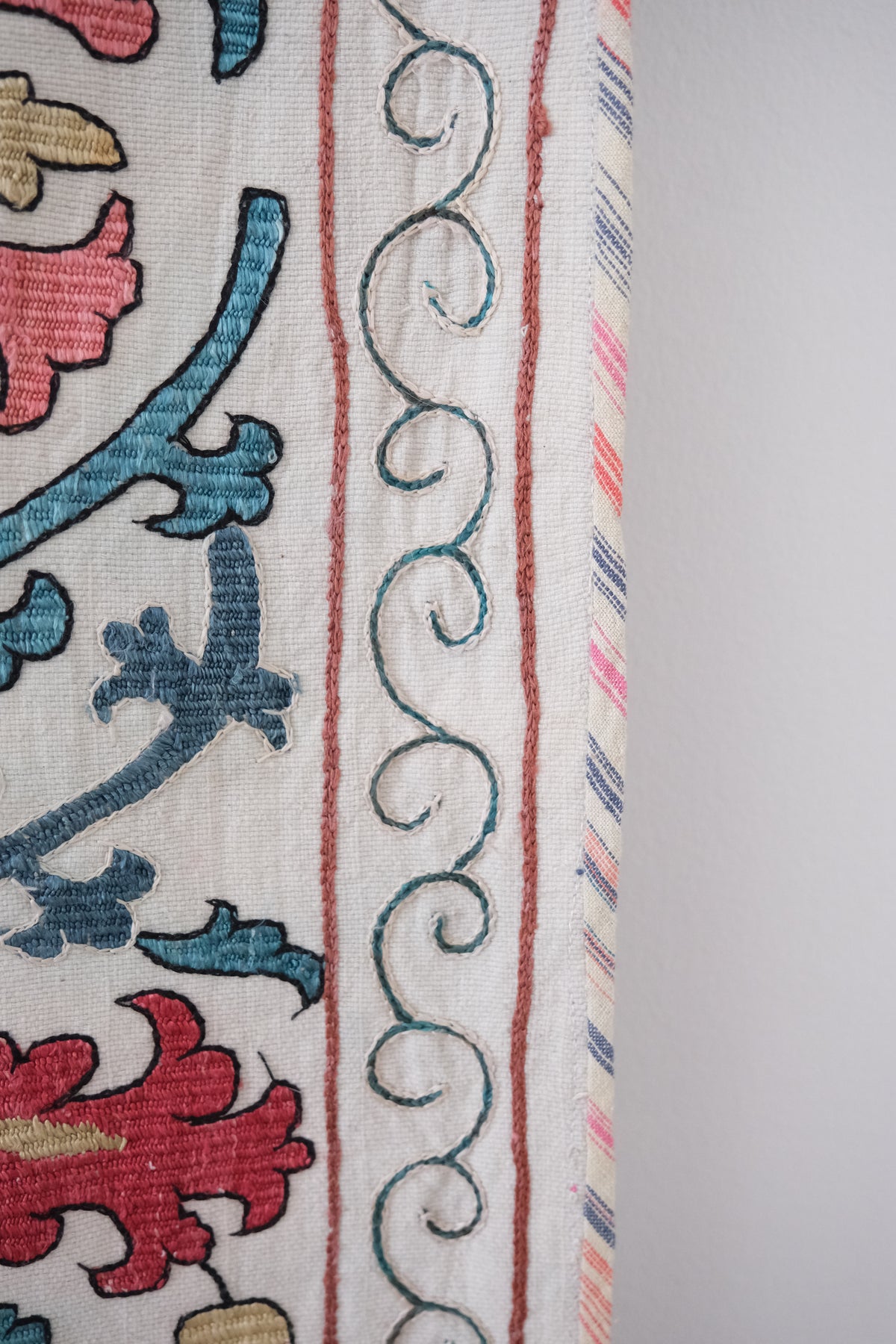 Antique suzani wall hanging, multicolour