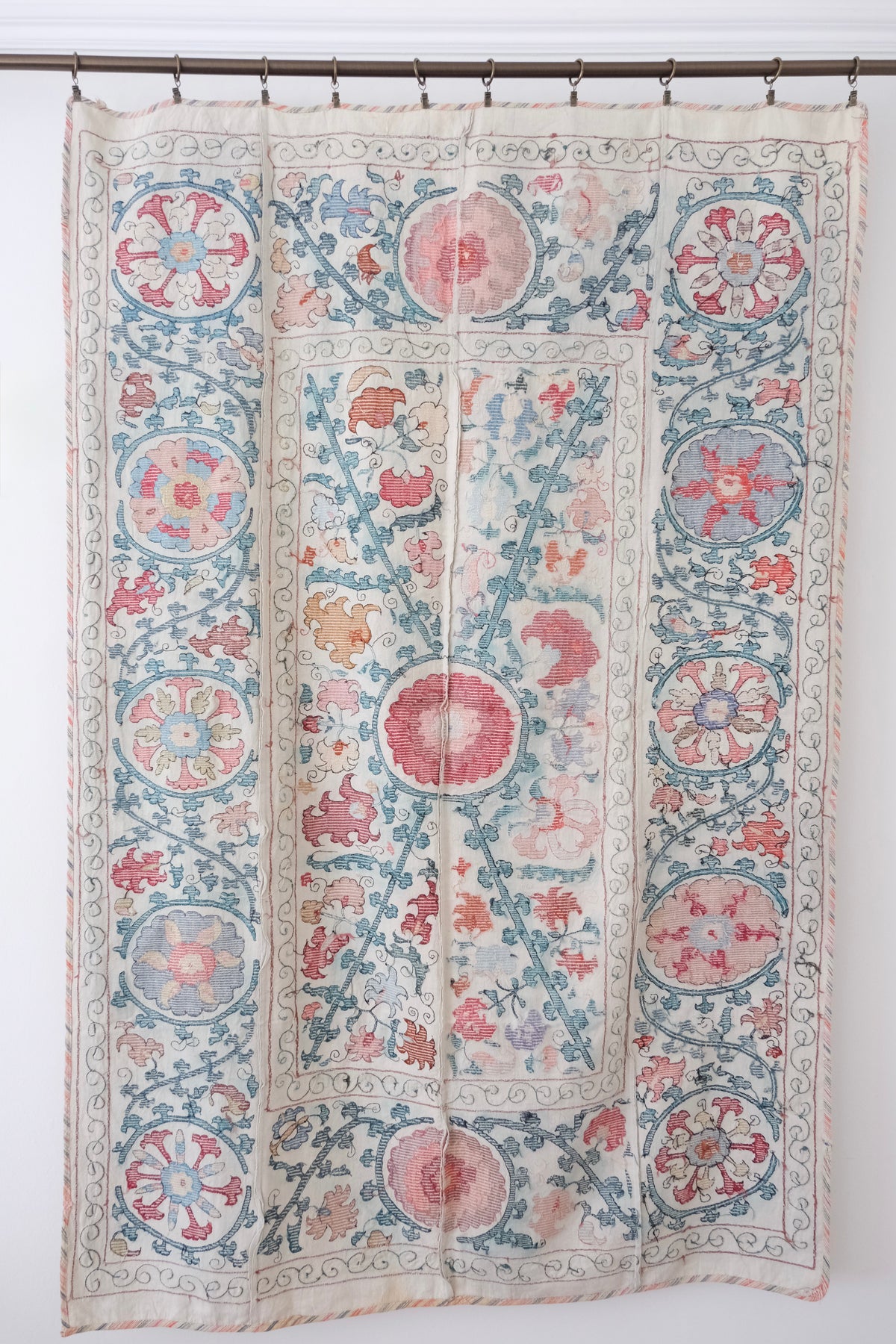 Antique suzani wall hanging, multicolour