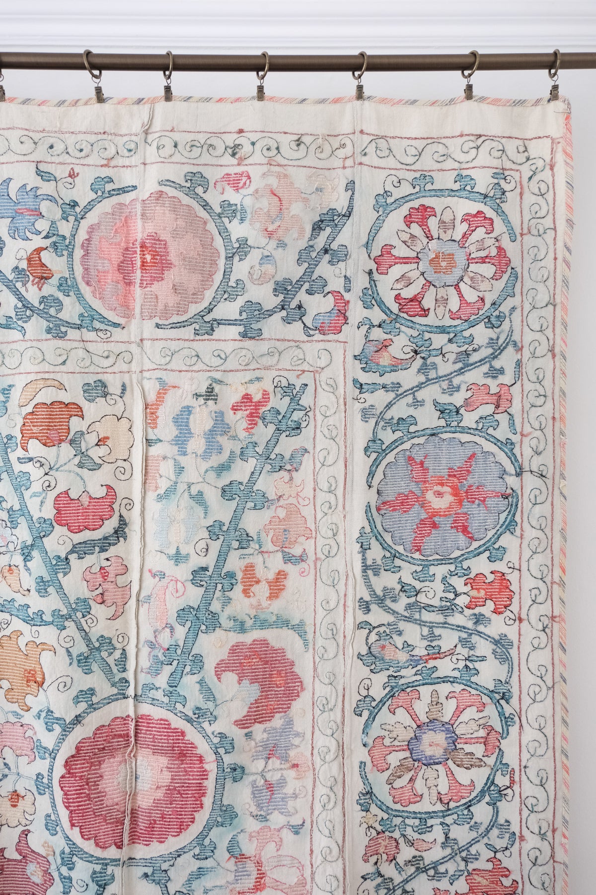 Antique suzani wall hanging, multicolour