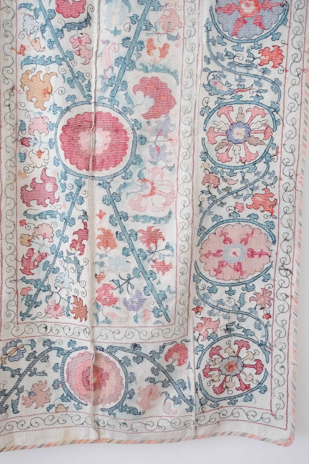 Antique suzani wall hanging, multicolour