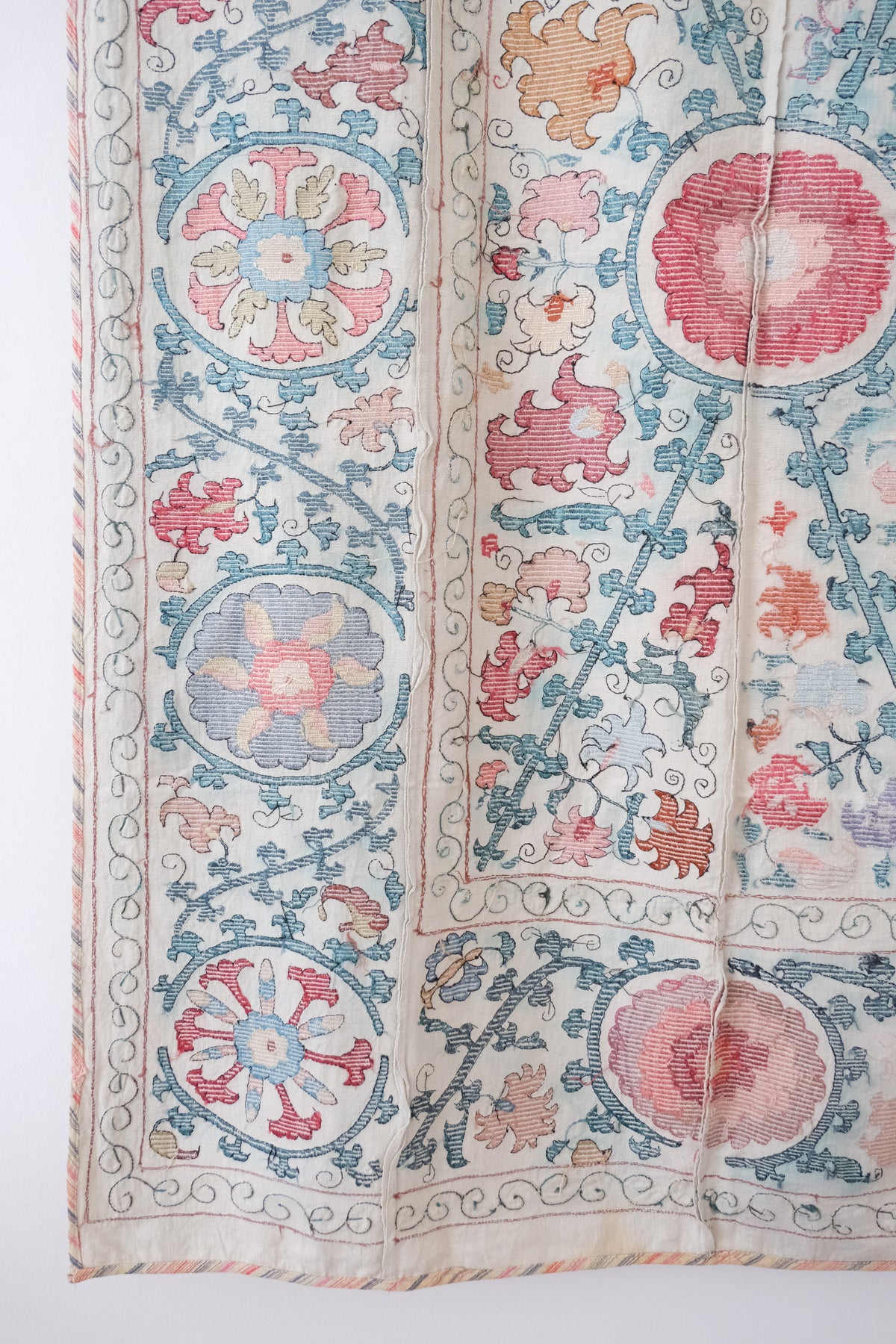 Antique suzani wall hanging, multicolour