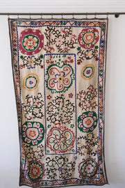 Vintage suzani wall hanging, cream