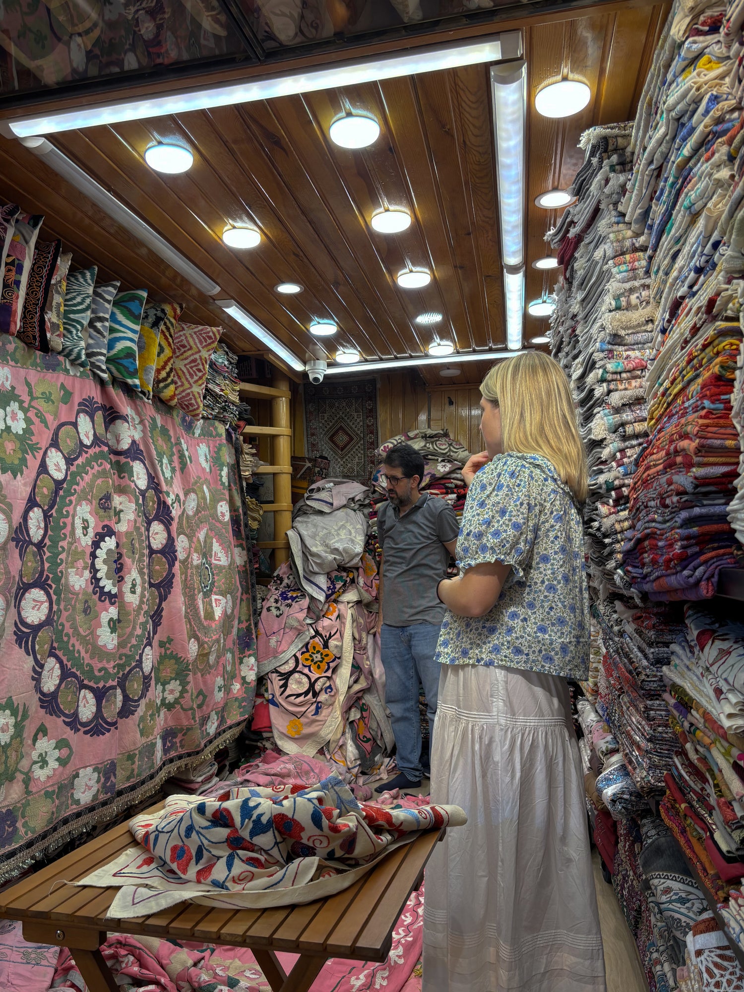 Sourcing vintage suzanis and colourful textiles in Istanbul